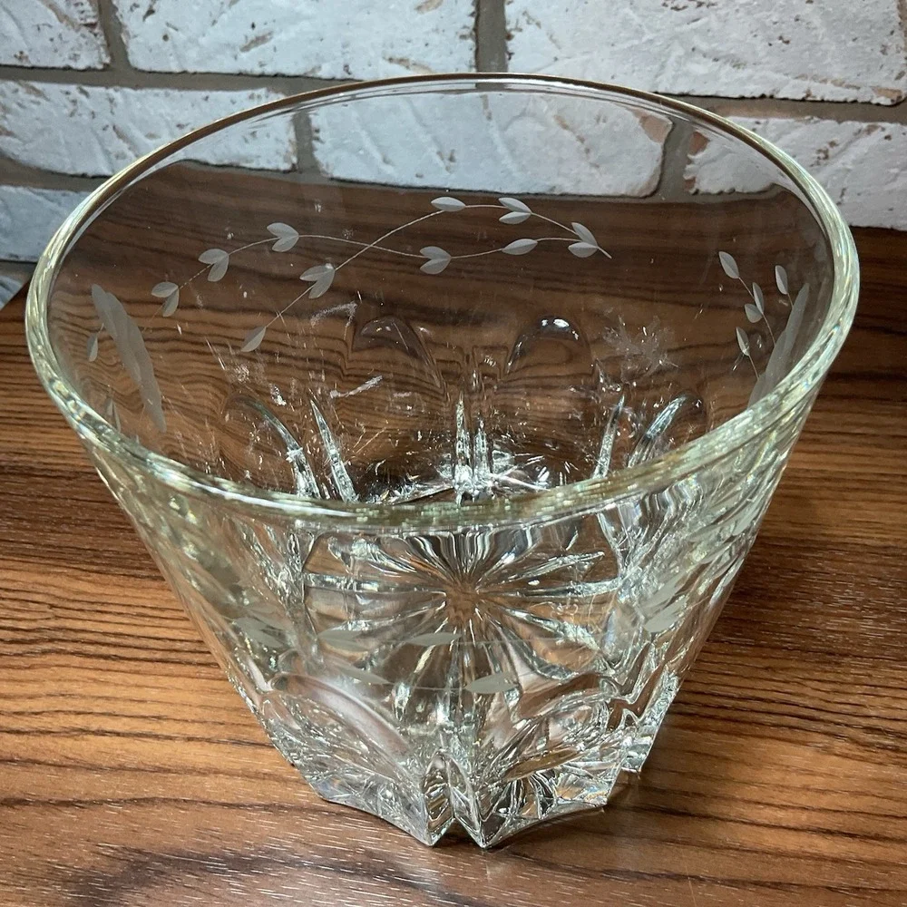 Vintage Heavy PRINCESS HOUSE 1980's Crystal Ice Bucket Heritage Etched Pattern.